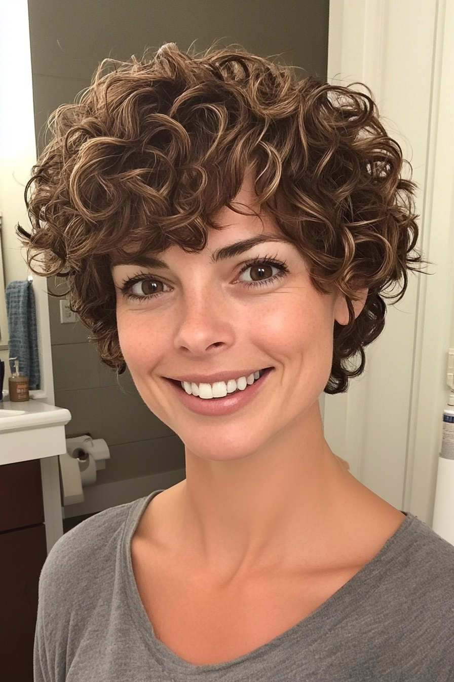 2. Soft Mocha Tousled Crop (Pixie Curly Haircuts) - Pixie Curly Haircuts