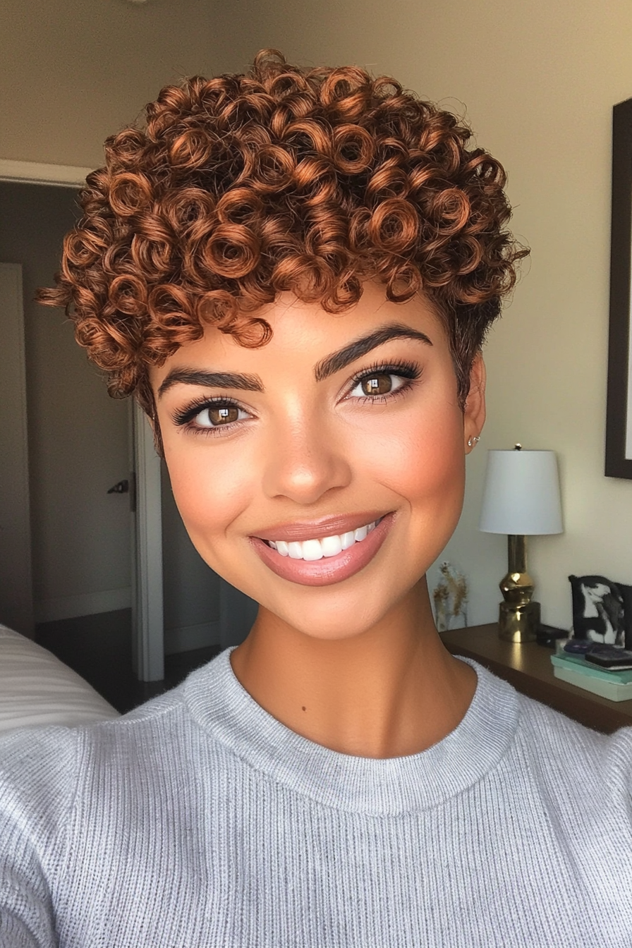 3. Tight Chestnut Coil Pixie (Pixie Curly Haircuts) - Pixie Curly Haircuts