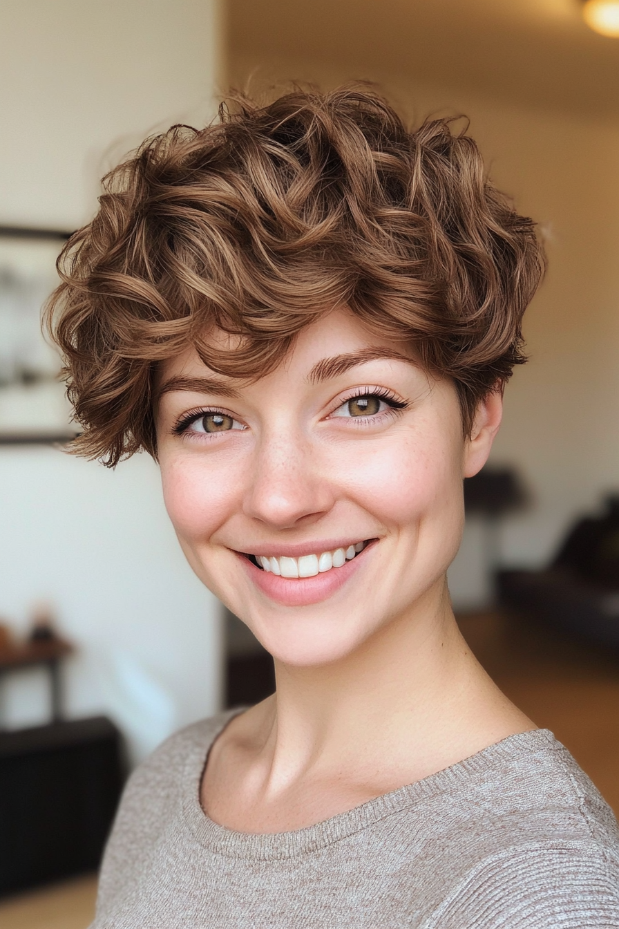 11. Wavy Ash Brown Pixie (Pixie Curly Haircuts) - Pixie Curly Haircuts