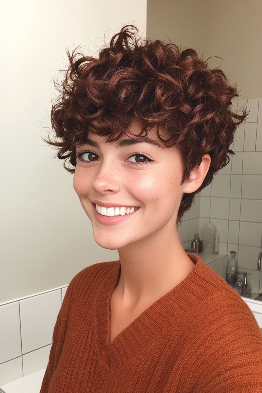 13. Mahogany Messy Curl Pixie (Pixie Curly Haircuts) - Pixie Curly Haircuts