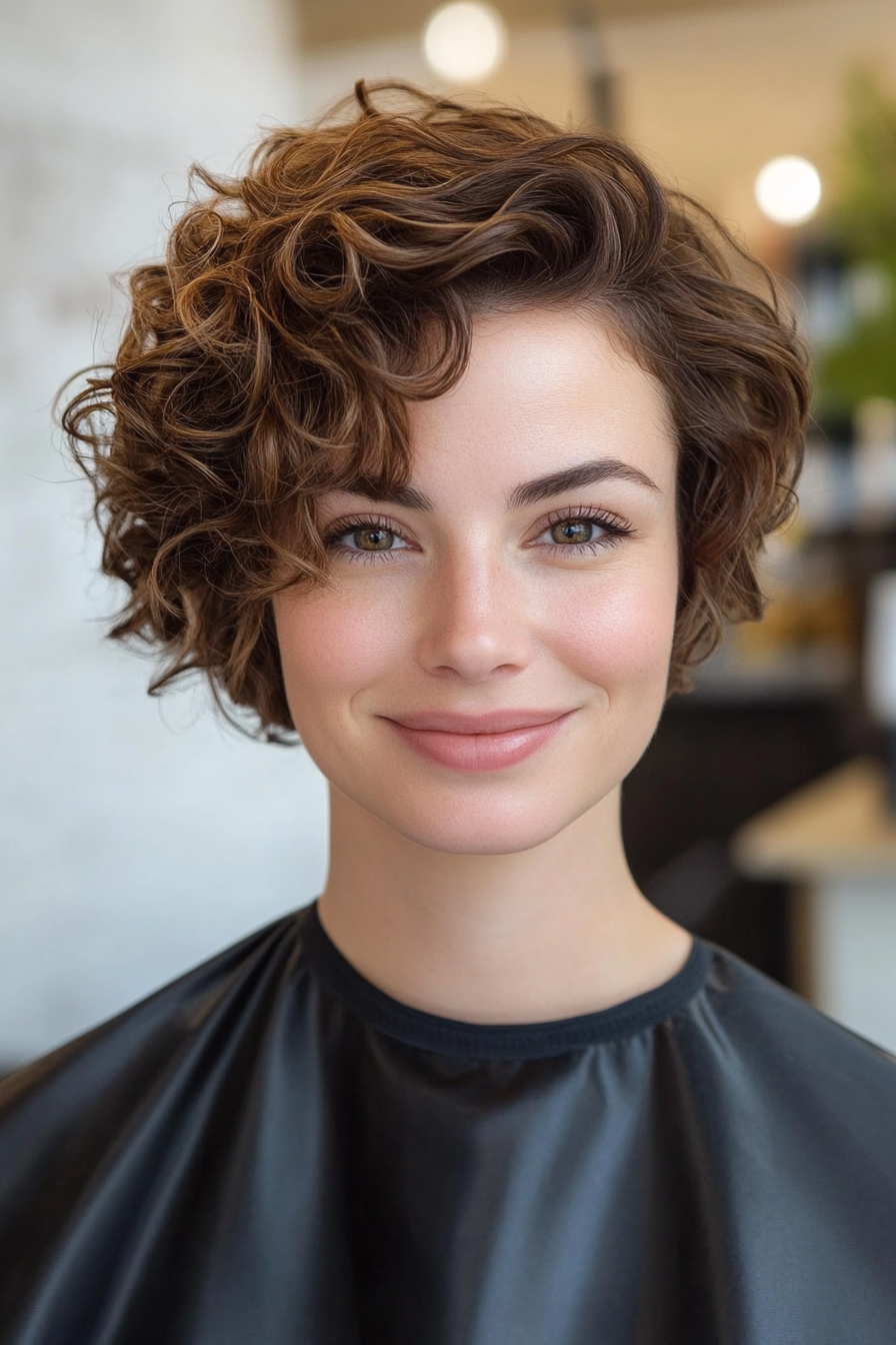 20. Soft Beige Brown Curly Pixie Bob (Pixie Curly Haircuts) - Pixie Curly Haircuts