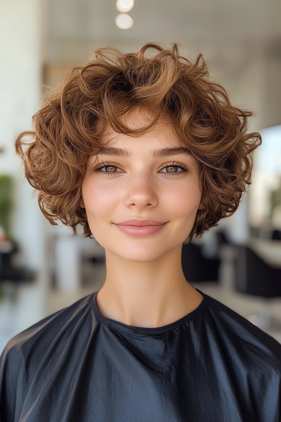 22. Light Brown Loose Curly Pixie Bob (Pixie Curly Haircuts) - Pixie Curly Haircuts
