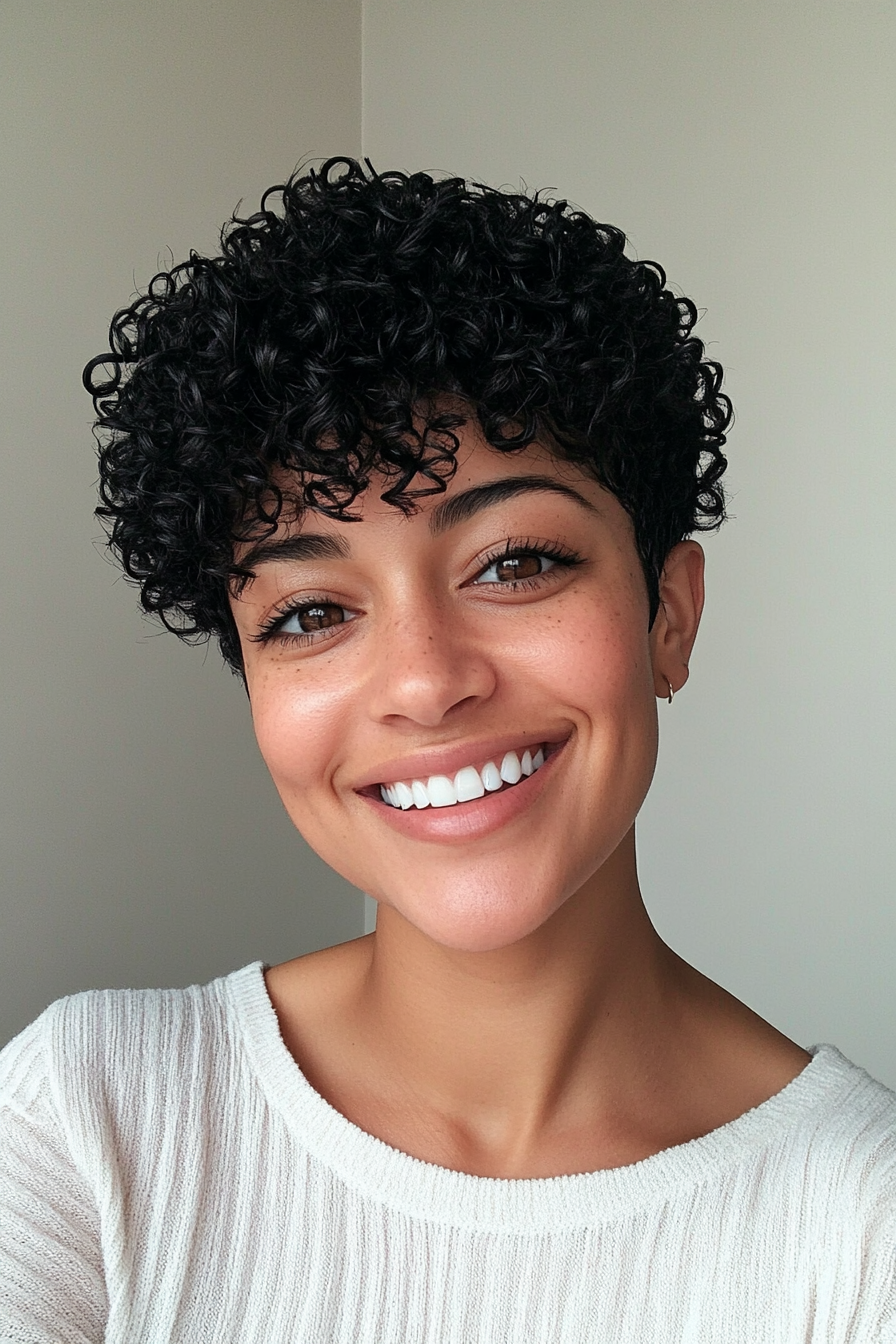 24. Natural Black Curly Micro Pixie (Pixie Curly Haircuts) - Pixie Curly Haircuts