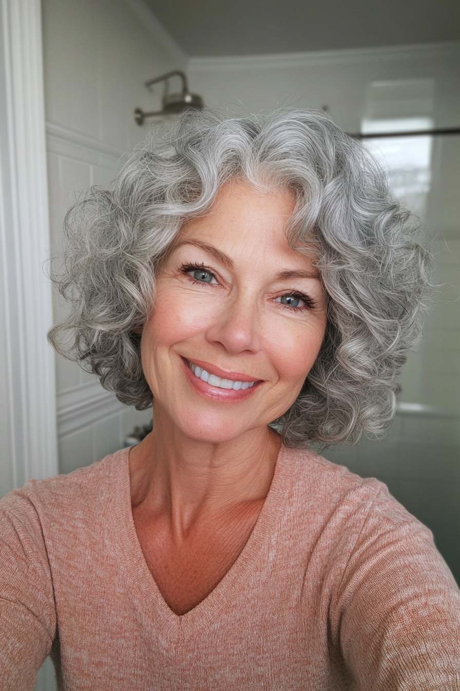 16. Short Curly Cut in Natural Gray (Hairstyles For Older Women) - Hairstyles For Older Women