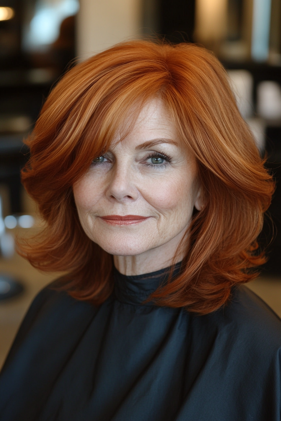 8. Shoulder-Length Layers in Warm Auburn (Best Haircuts For Older Women) - Best Haircuts For Older Women