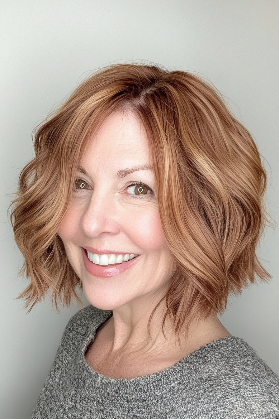 19. Tousled Bob in Light Chestnut Brown (Best Haircuts For Older Women) - Best Haircuts For Older Women
