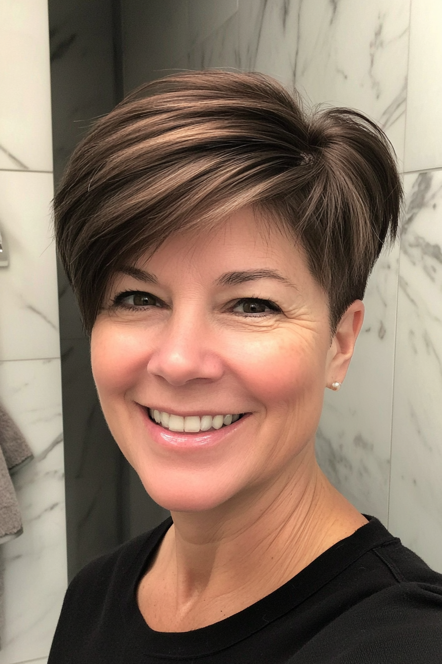 2. Tapered Crop with Deep Espresso Brown (Shorter Haircuts For Older Women) - Shorter Haircuts For Older Women