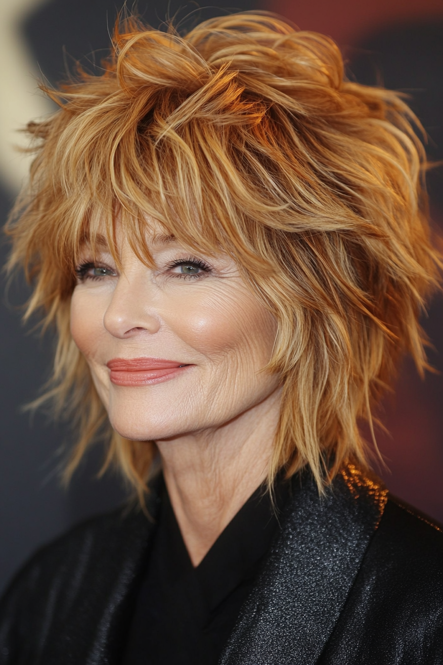 6. Shaggy Pixie in Light Golden Brown (Shorter Haircuts For Older Women) - Shorter Haircuts For Older Women