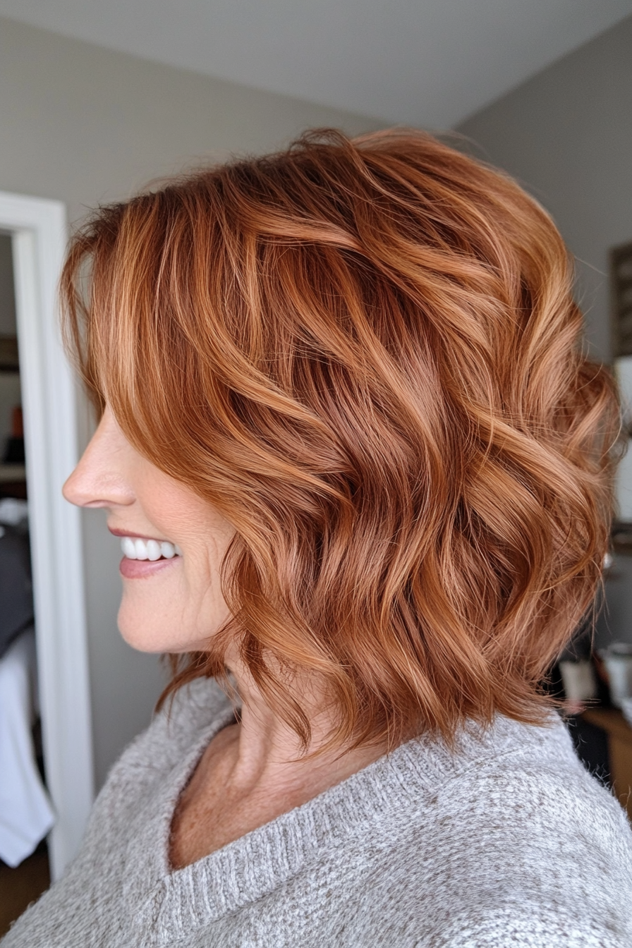 12. Wavy Crop in Medium Auburn (Shorter Haircuts For Older Women) - Shorter Haircuts For Older Women
