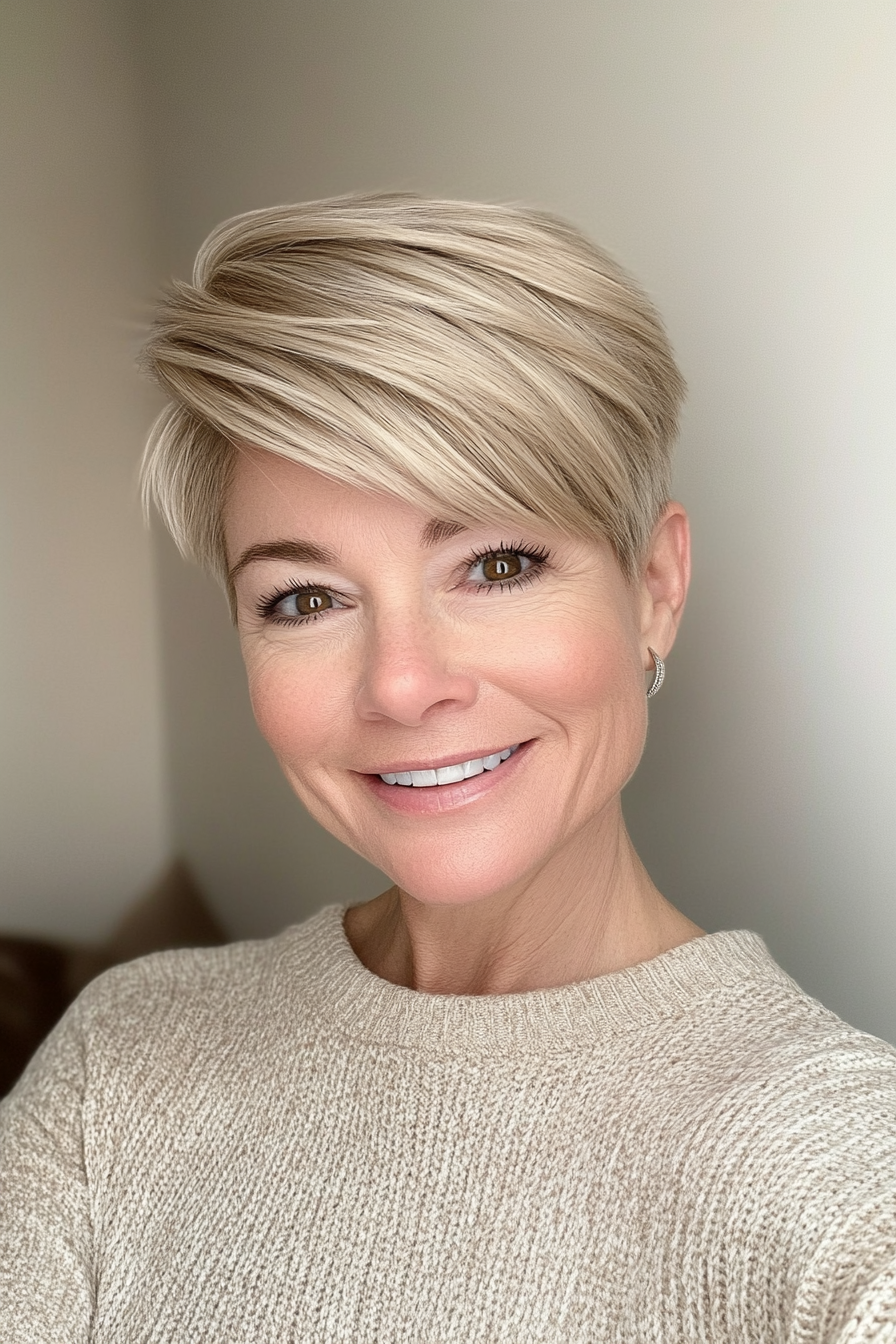 13. Short Classic Cut in Soft Beige Blonde (Shorter Haircuts For Older Women) - Shorter Haircuts For Older Women