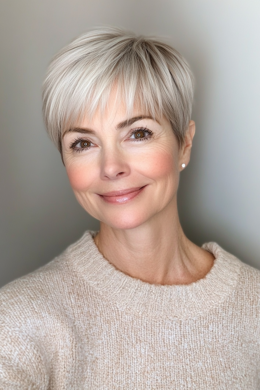 18. Fringed Crop in Light Ash Brown (Shorter Haircuts For Older Women) - Shorter Haircuts For Older Women
