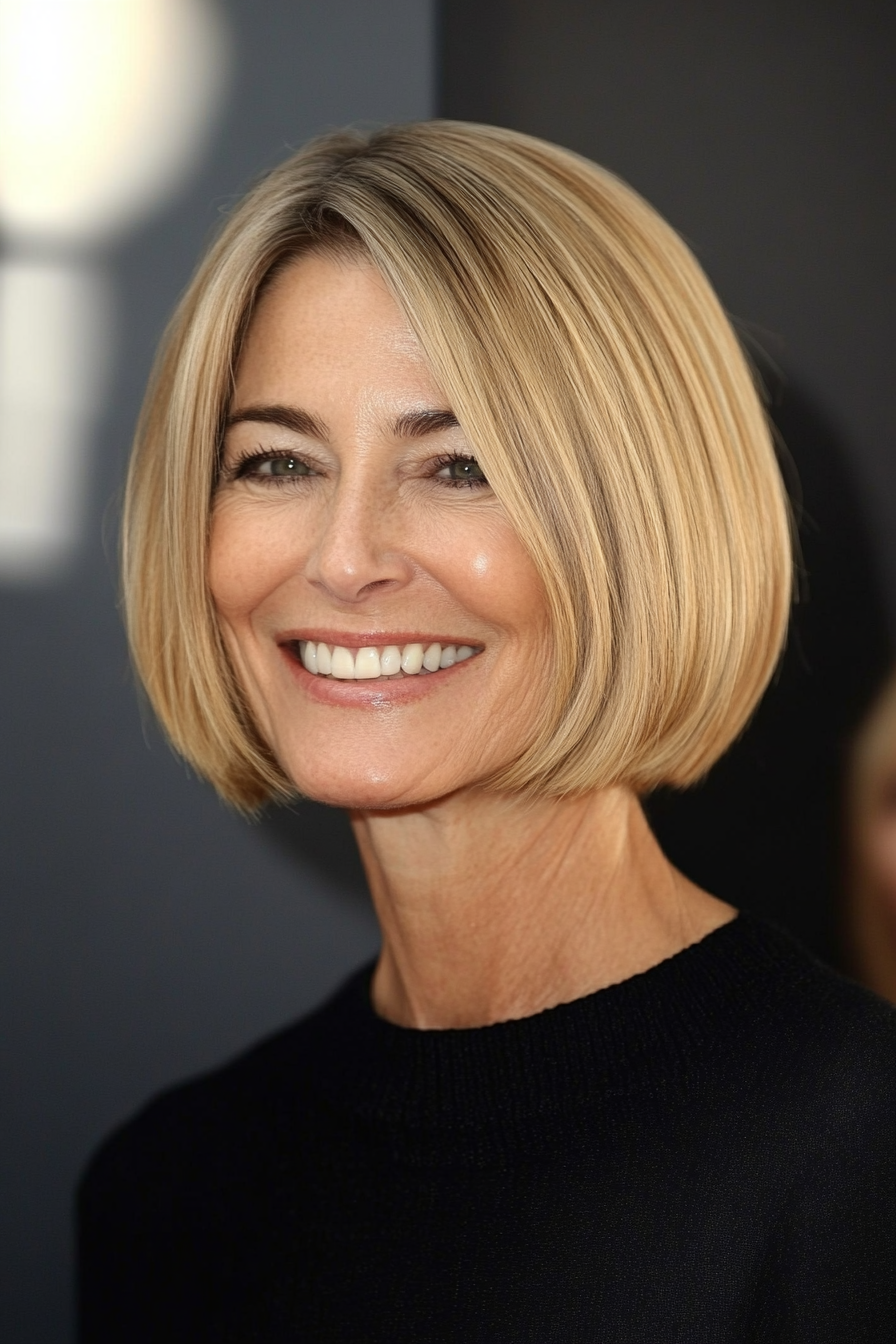 22. Short Blunt Cut in Golden Blonde (Shorter Haircuts For Older Women) - Shorter Haircuts For Older Women