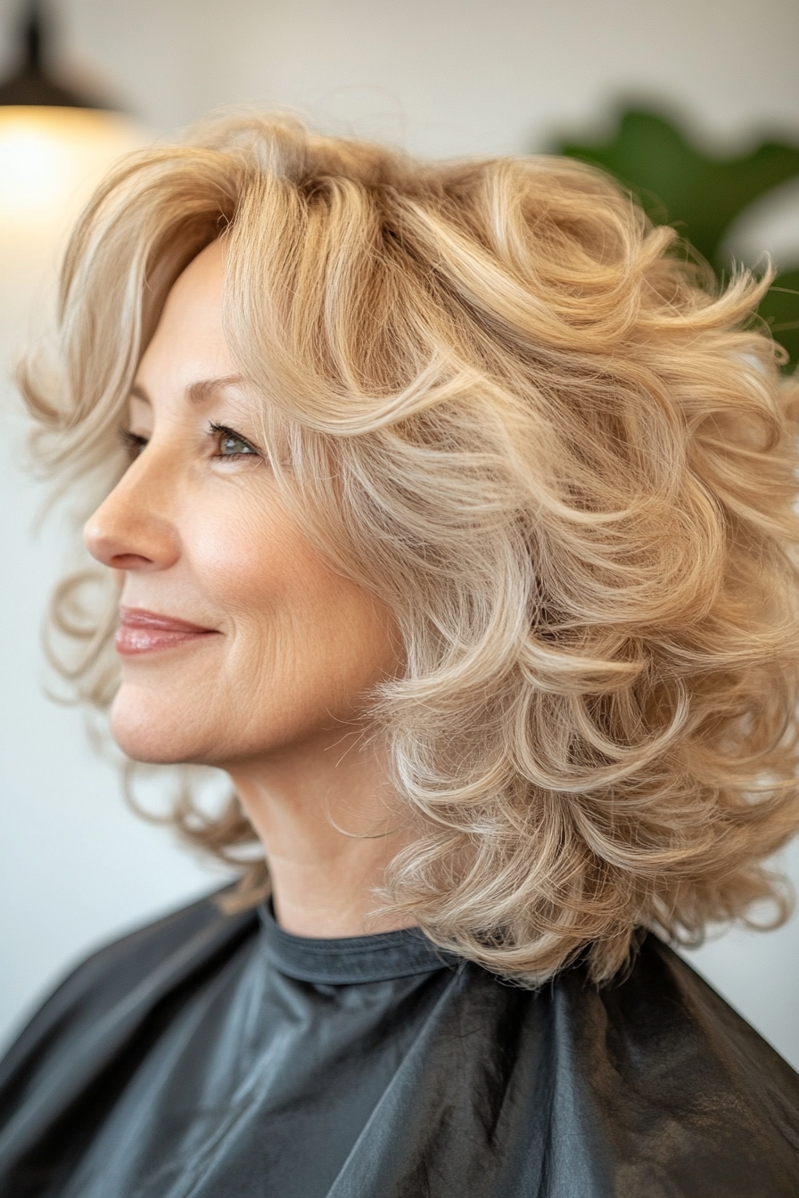 7. Layered Collarbone Cut in Sandy Blonde (Hairstyles For Older Women With Curly Hair) - Hairstyles For Older Women With Curly Hair