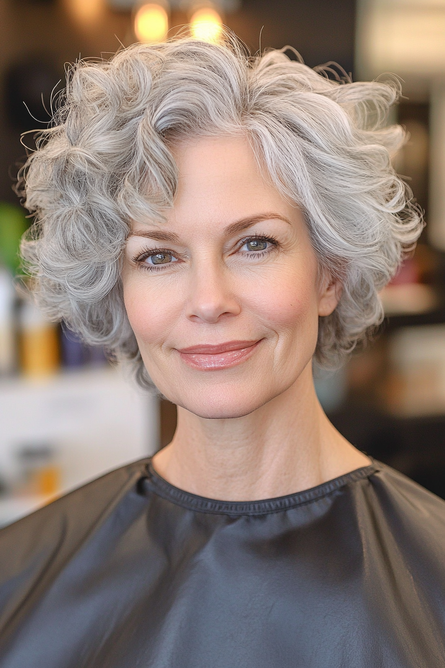 9. Tight Curly Crop in Natural Gray (Hairstyles For Older Women With Curly Hair) - Hairstyles For Older Women With Curly Hair