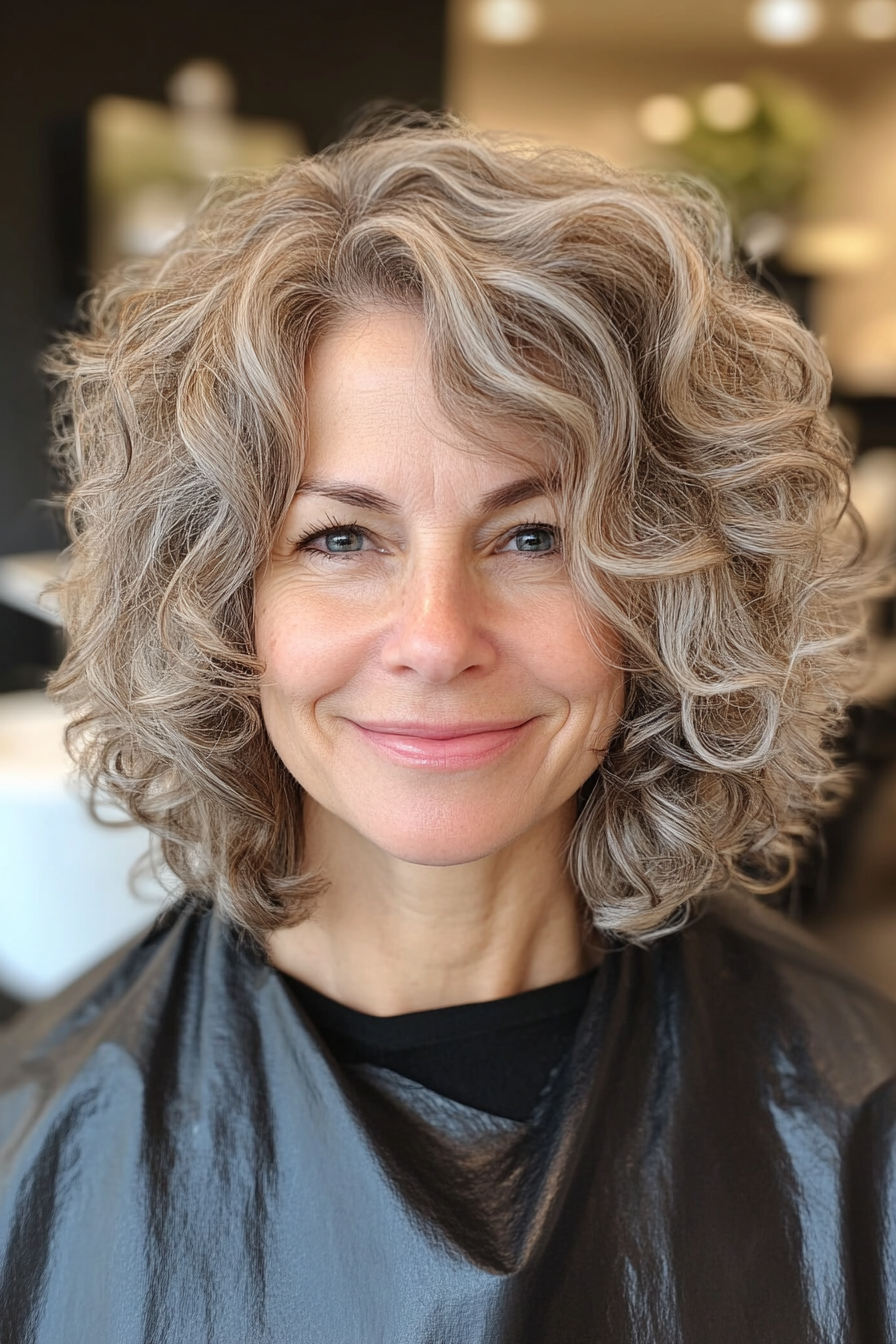 11. Textured Shoulder Cut in Ash Brown (Hairstyles For Older Women With Curly Hair) - Hairstyles For Older Women With Curly Hair