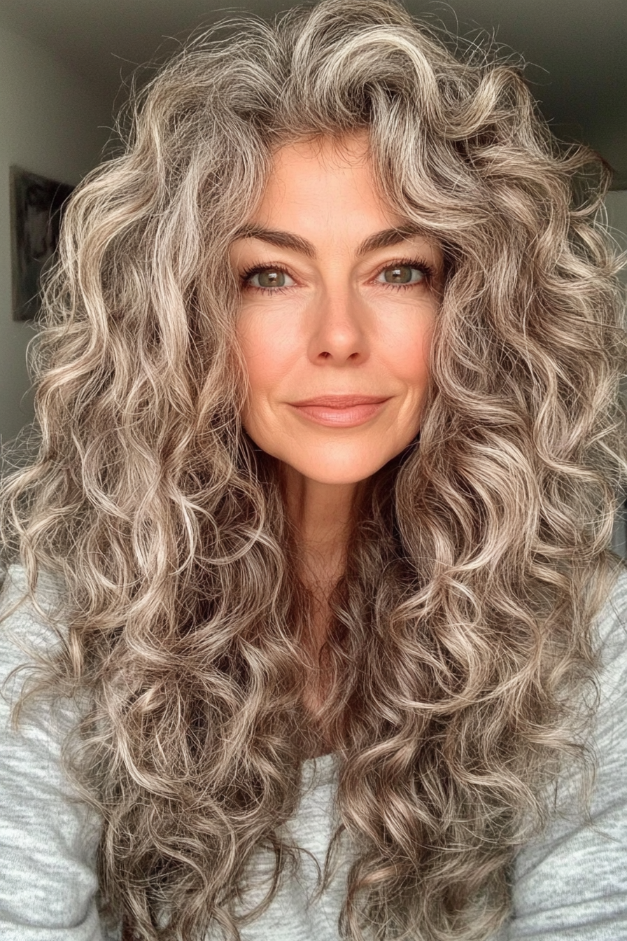 23. Tousled Curly Cut in Light Brown (Hairstyles For Older Women With Curly Hair) - Hairstyles For Older Women With Curly Hair