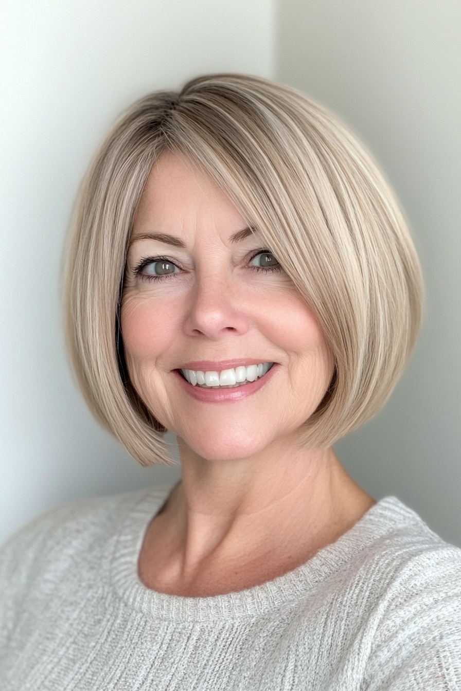 6. Rounded Honey Blonde Bob (Short Bob Hairstyles For Women Over 60) - Short Bob Hairstyles For Women Over 60