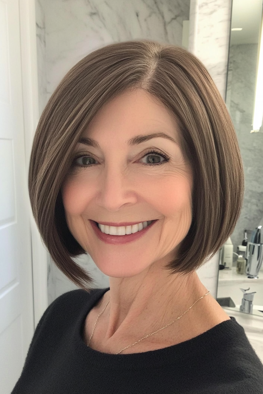 10. Classic Brunette Bob (Short Bob Hairstyles For Women Over 60) - Short Bob Hairstyles For Women Over 60