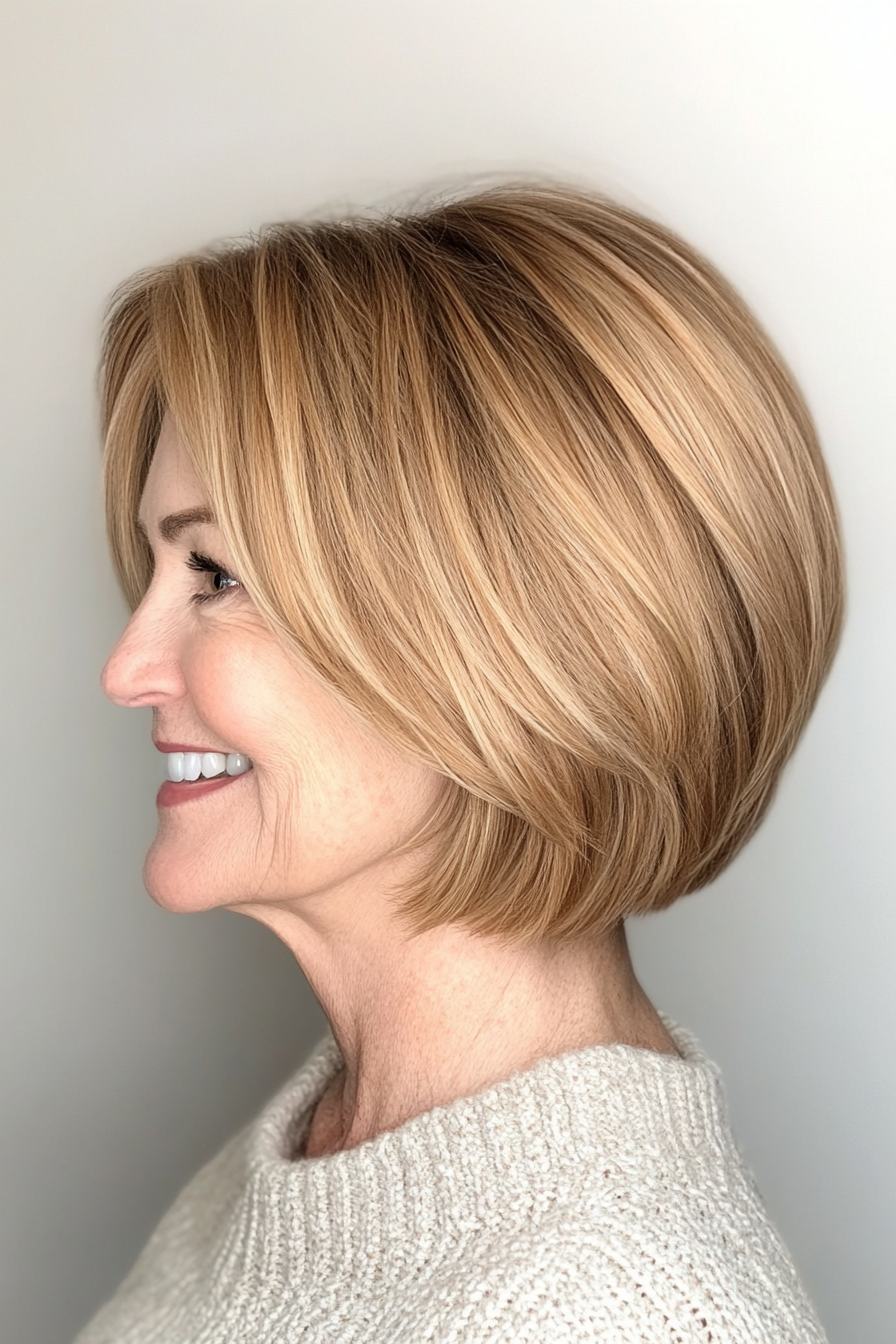 13. Graduated Golden Blonde Bob (Short Bob Hairstyles For Women Over 60) - Short Bob Hairstyles For Women Over 60
