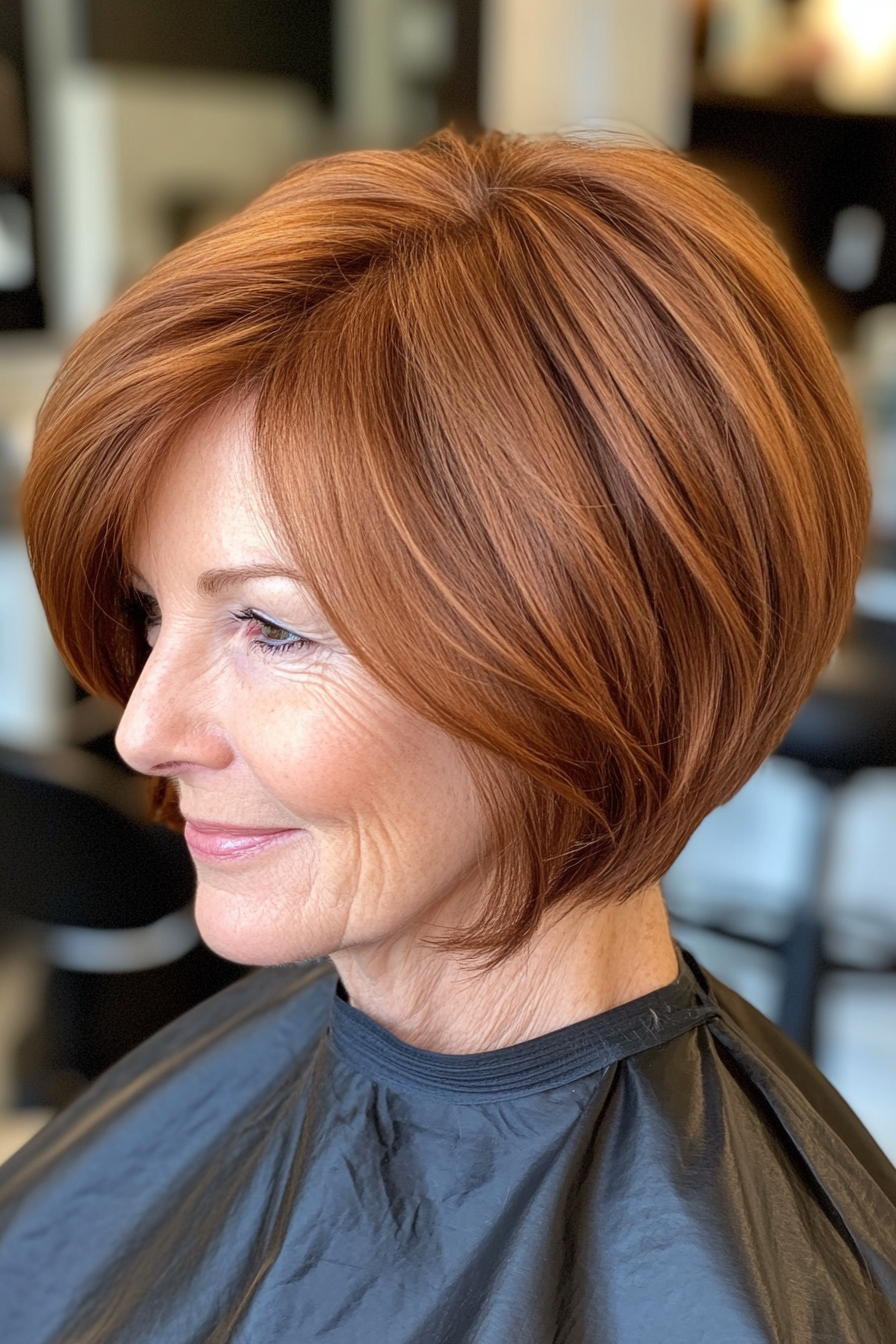 14. Wispy Auburn Bob (Short Bob Hairstyles For Women Over 60) - Short Bob Hairstyles For Women Over 60