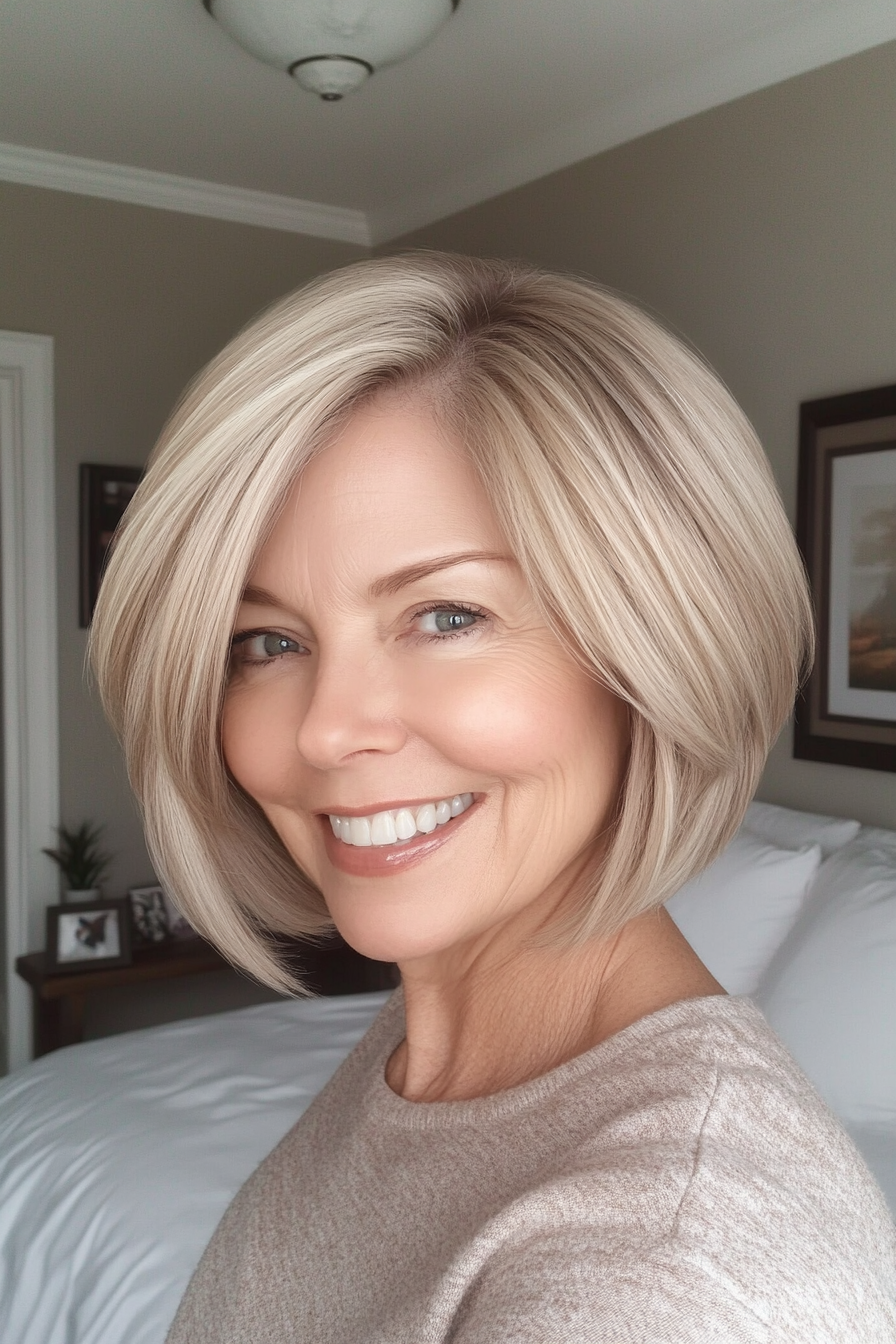 18. Soft Beige Blonde Bob (Short Bob Hairstyles For Women Over 60) - Short Bob Hairstyles For Women Over 60