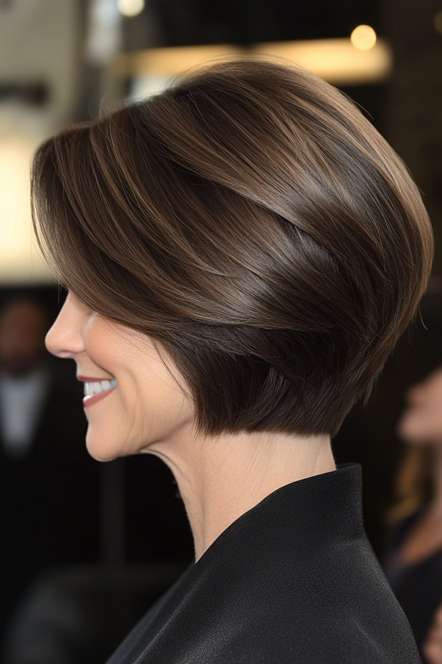 20. Wedge Cocoa Bob (Short Bob Hairstyles For Women Over 60) - Short Bob Hairstyles For Women Over 60