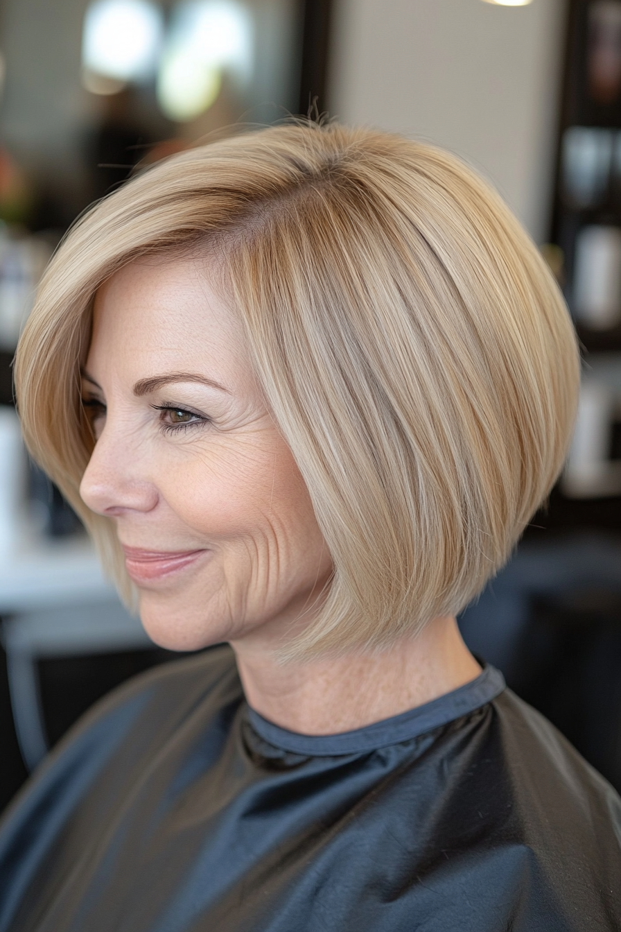 23. Sculpted Warm Blonde Bob (Short Bob Hairstyles For Women Over 60) - Short Bob Hairstyles For Women Over 60