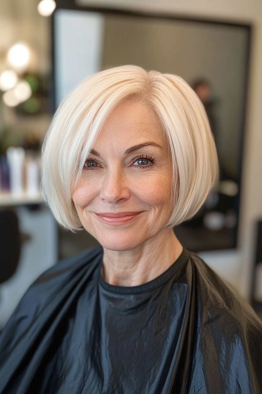 26. Cropped Ivory Bob (Short Bob Hairstyles For Women Over 60) - Short Bob Hairstyles For Women Over 60