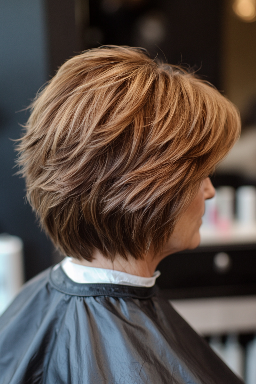 9. Short Shaggy Layers in Honey Brown (Short Haircuts For Women Over 50 With Fine Hair) - Short Haircuts For Women Over 50 With Fine Hair