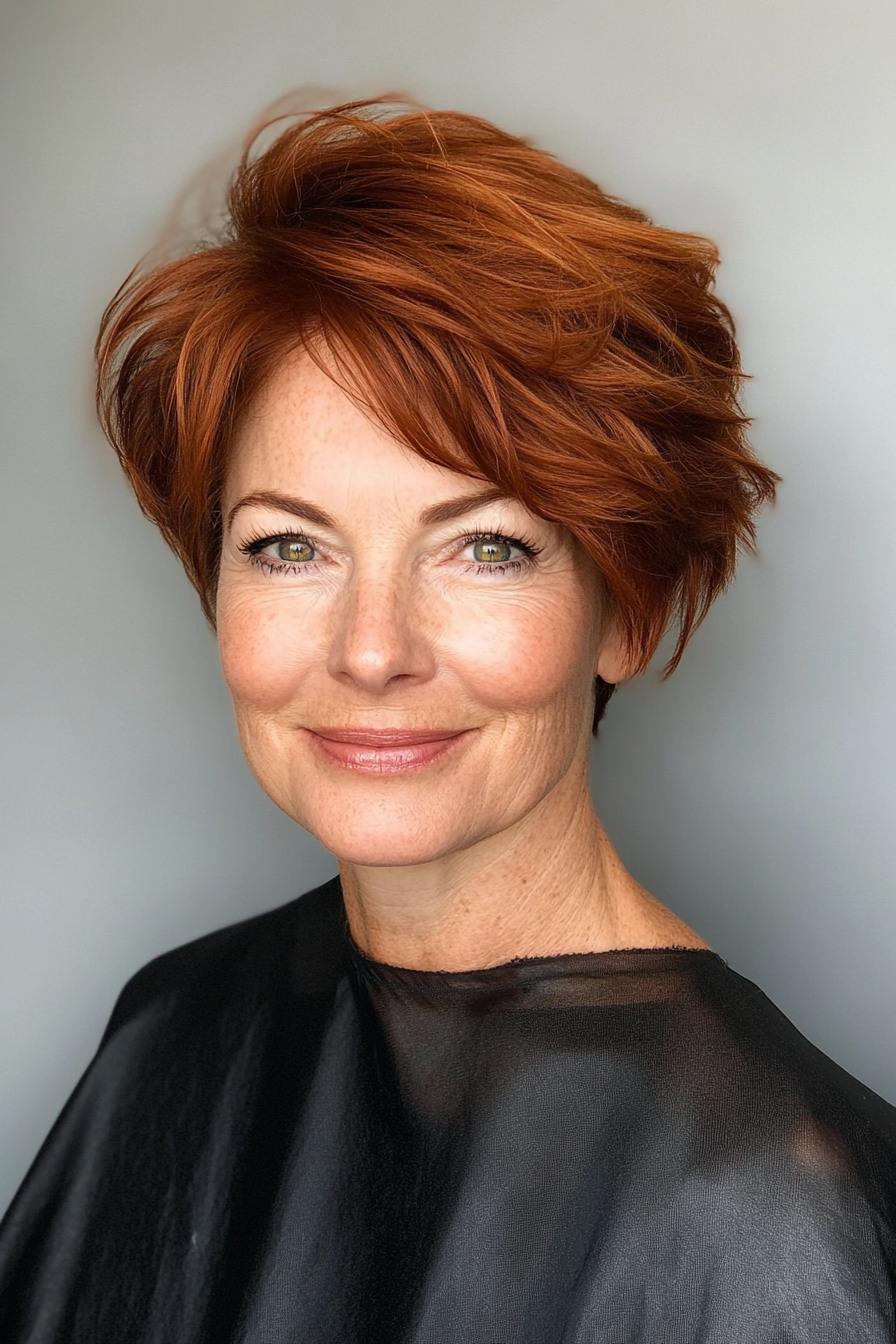10. Curved Crop in Soft Auburn (Short Haircuts For Women Over 50 With Fine Hair) - Short Haircuts For Women Over 50 With Fine Hair