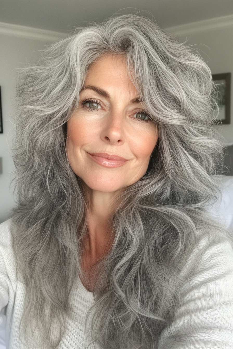 16. Classic Gray Shag with Soft Flicks (Shag Hairstyles For Older Women) - Shag Hairstyles For Older Women
