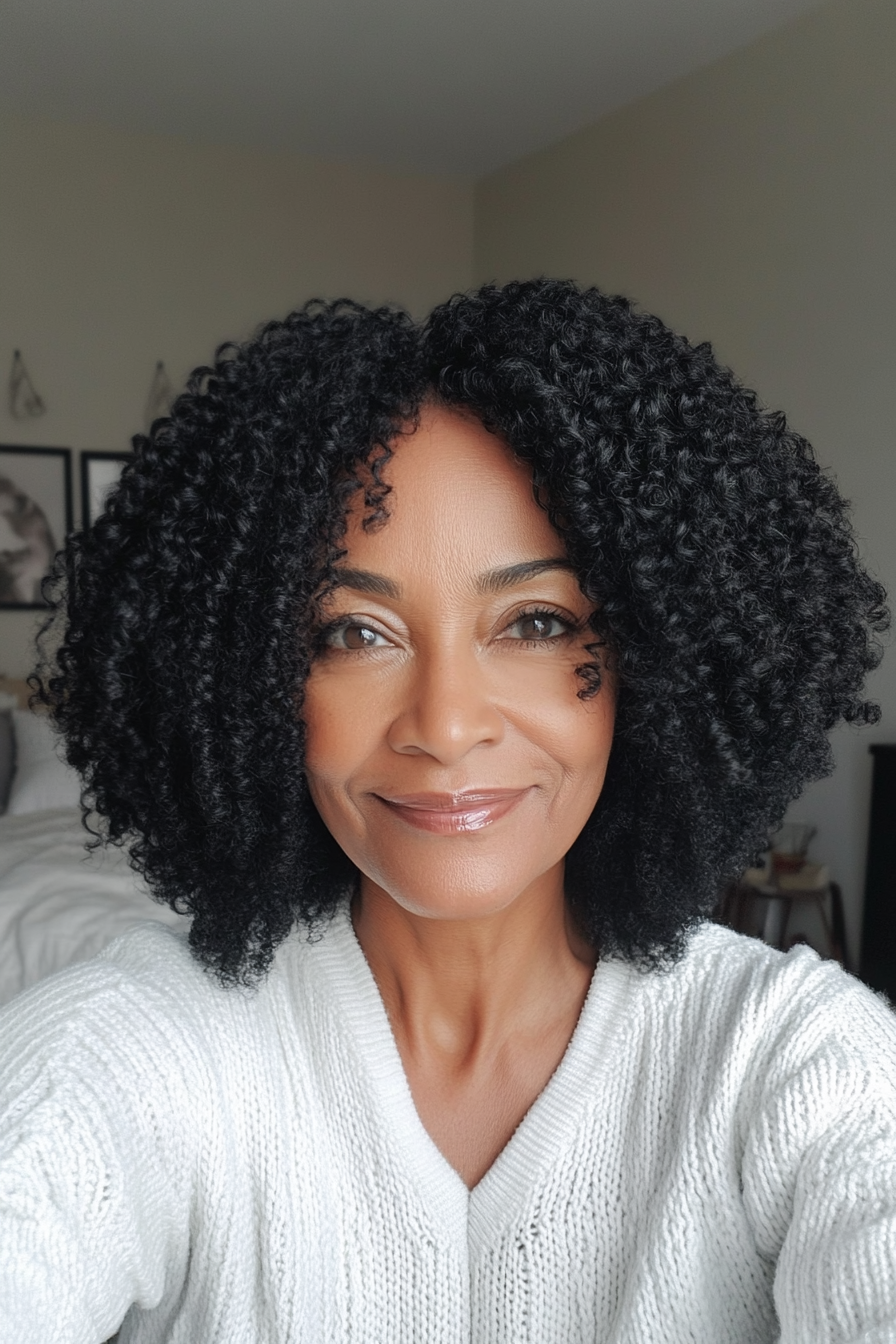 6. Curly TWA in Natural Black (Black Hairstyles For Women Over 60) - Black Hairstyles For Women Over 60