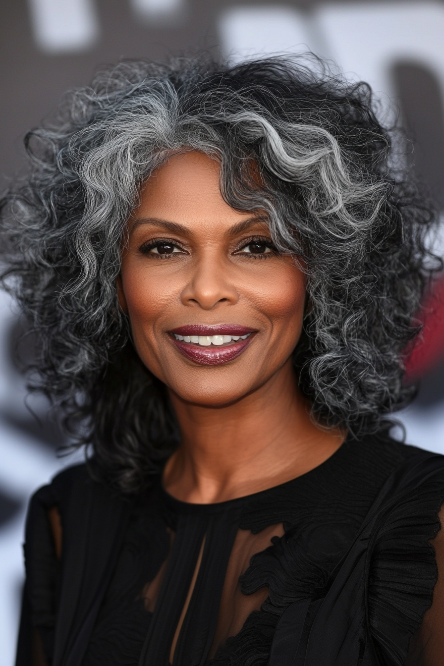 13. Tapered Natural with Gray Highlights (Black Hairstyles For Women Over 60) - Black Hairstyles For Women Over 60