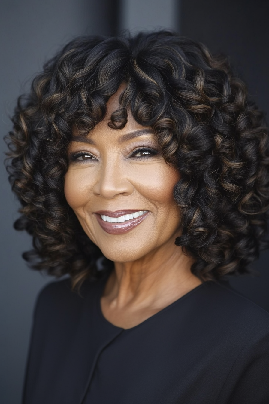 17. Cropped Curls in Sandy Brown (Black Hairstyles For Women Over 60) - Black Hairstyles For Women Over 60