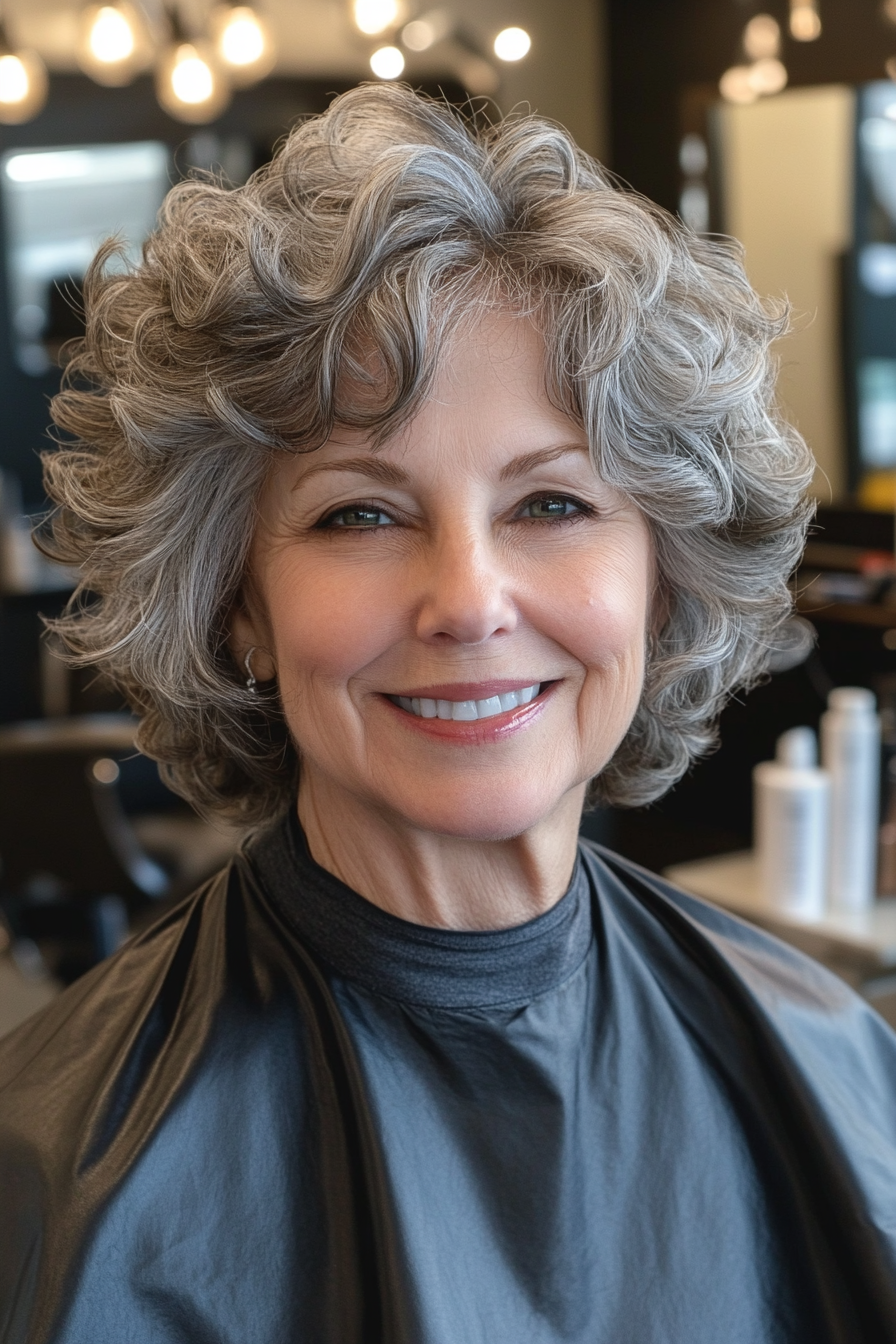 1. Soft Curly Bob with Silver Ash Tones (Curly Hairstyles For Older Women) - Curly Hairstyles For Older Women
