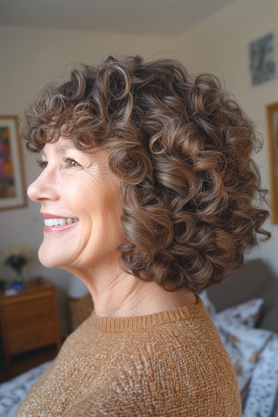 16. Volume-Boosted Curly Cut in Natural Brunette (Curly Hairstyles For Older Women) - Curly Hairstyles For Older Women