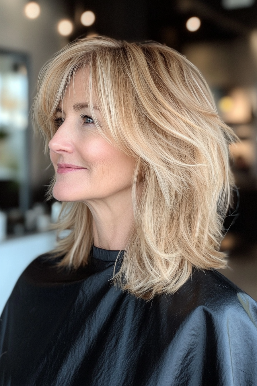 2. Textured Shag with Golden Blonde (Haircuts Women Over 40) - Haircuts Women Over 40