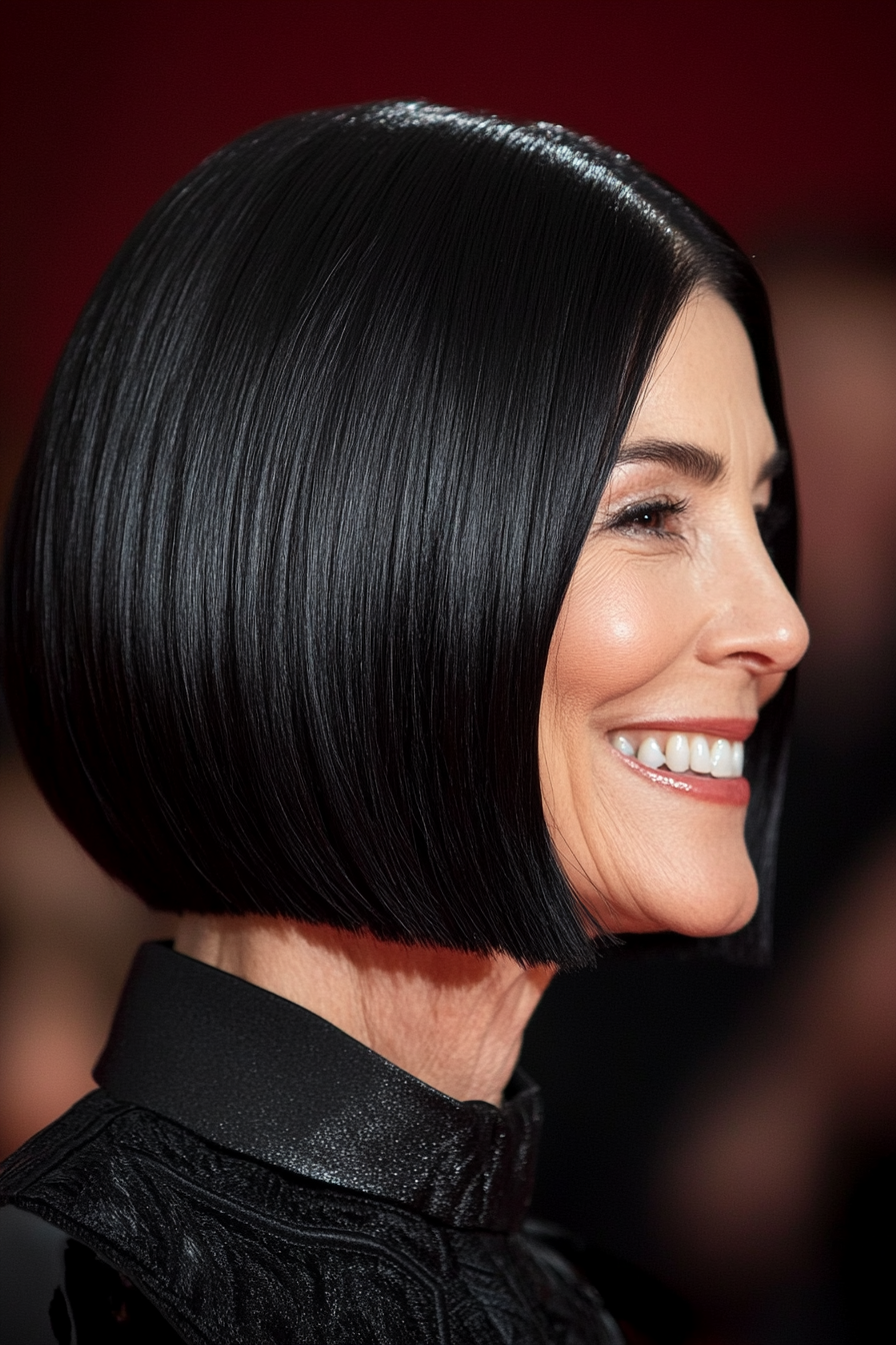 3. Sleek Blunt Bob in Deep Black (Haircuts Women Over 40) - Haircuts Women Over 40