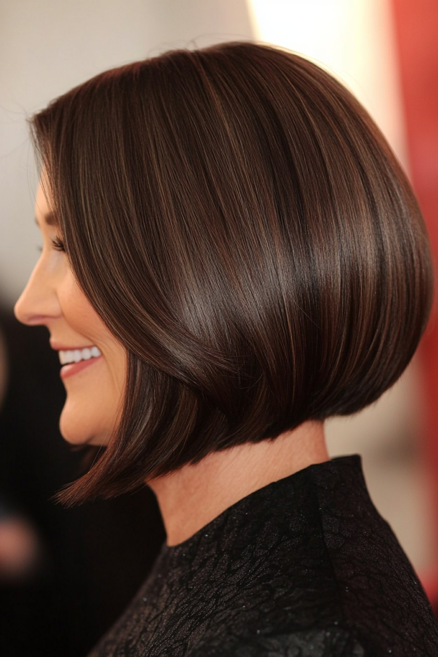 8. Graduated Bob in Classic Brunette (Haircuts Women Over 40) - Haircuts Women Over 40