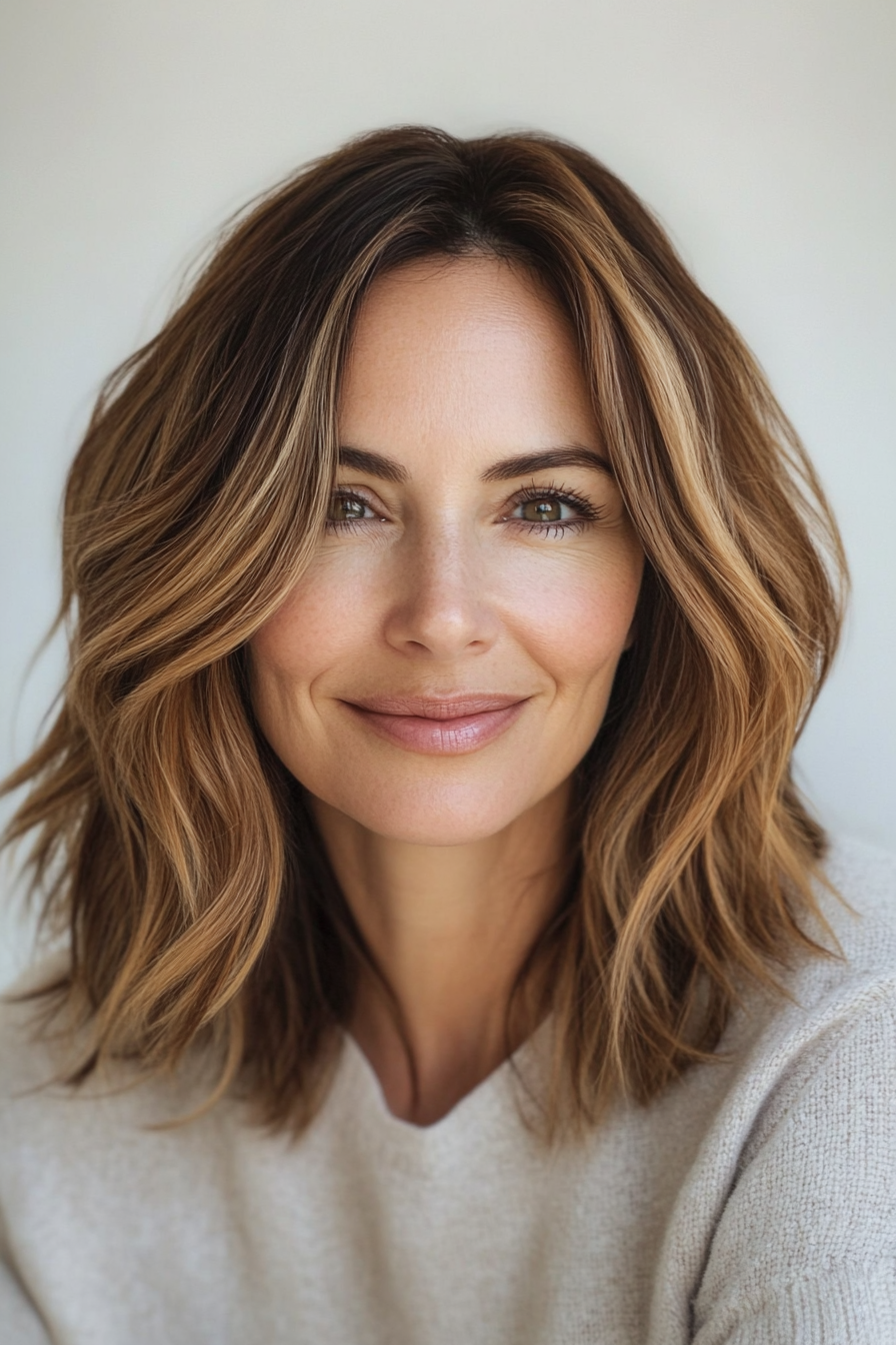 11. Blended Layers with Warm Honey Brown (Haircuts Women Over 40) - Haircuts Women Over 40