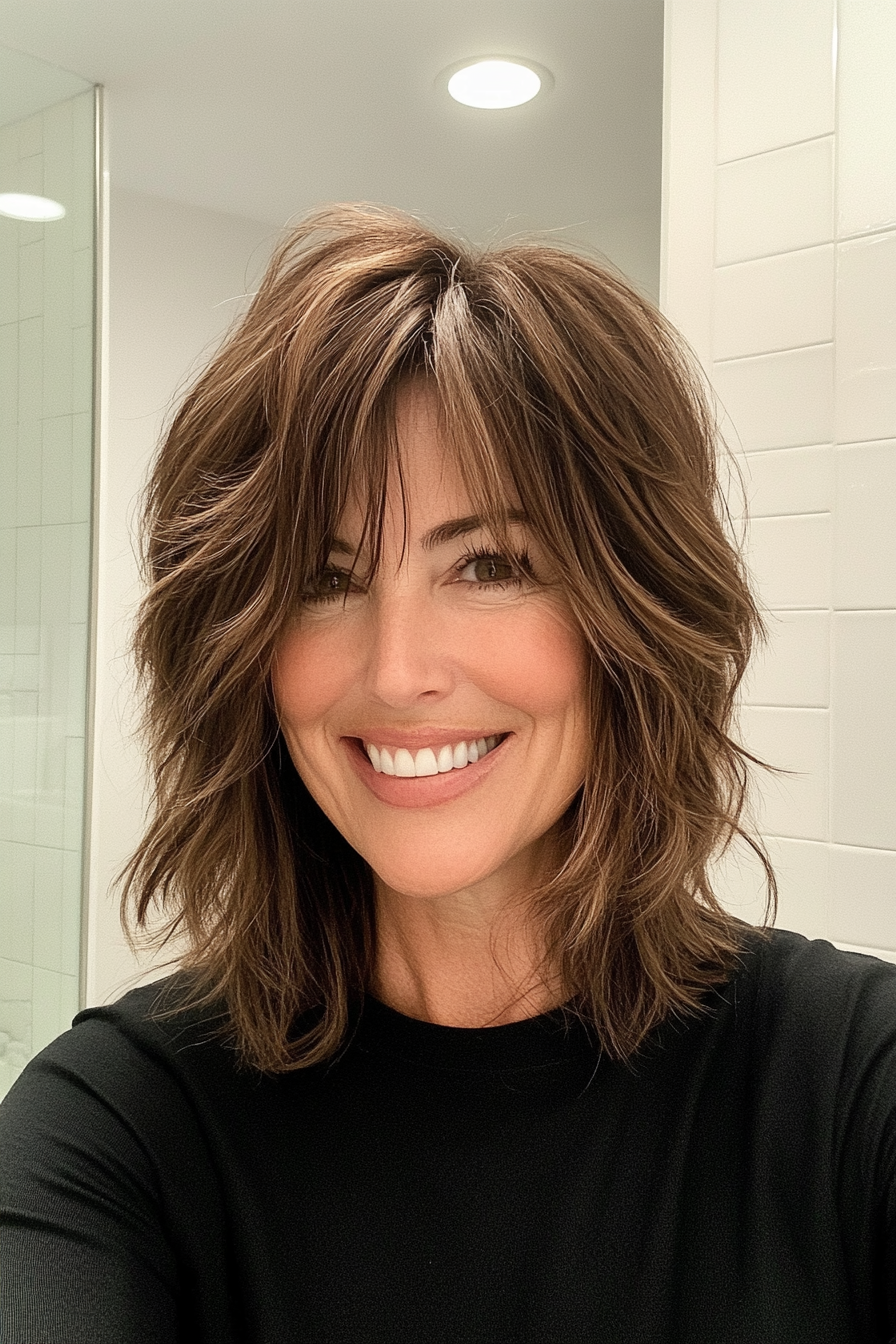 15. Modern Shag with Mushroom Brown (Haircuts Women Over 40) - Haircuts Women Over 40