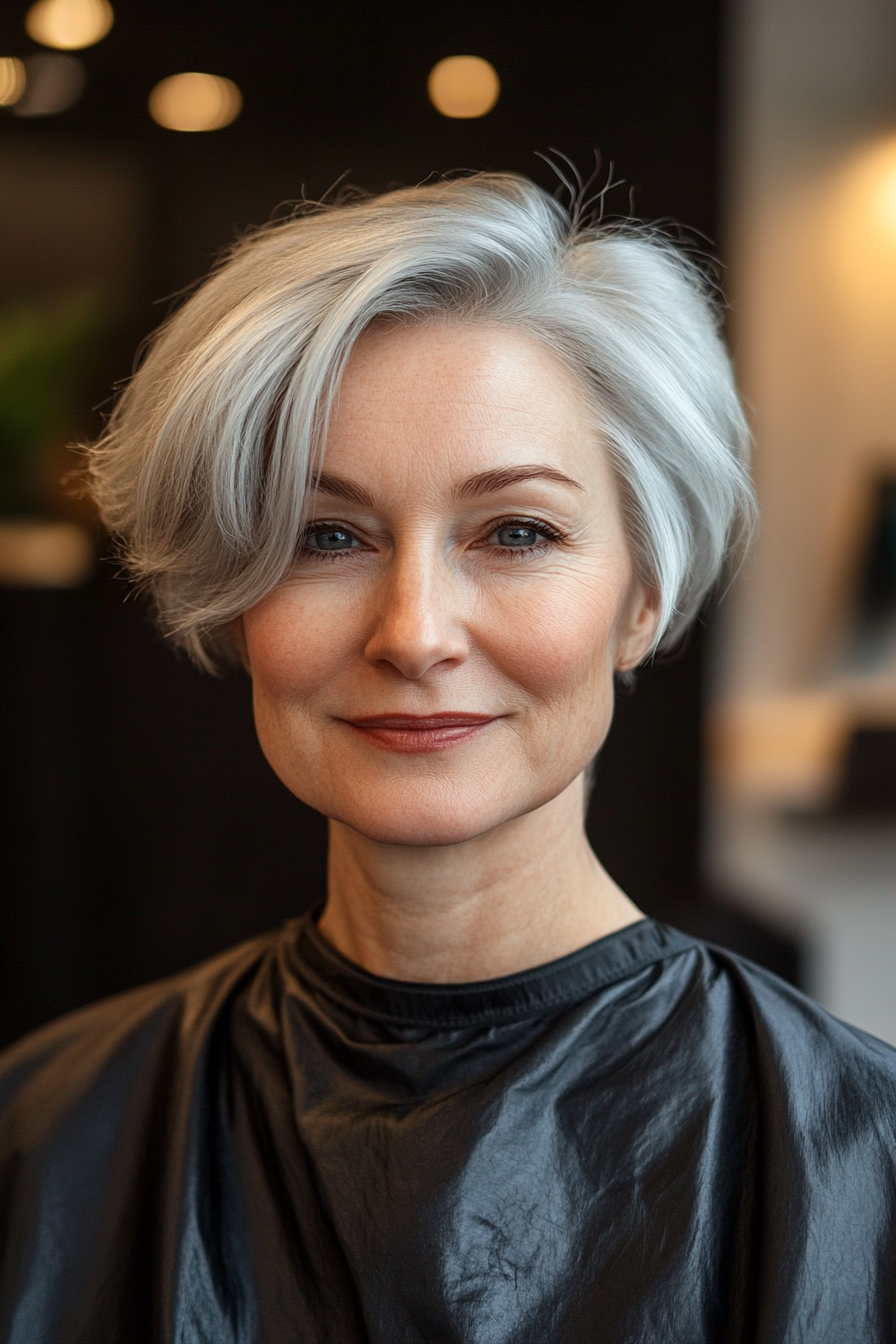 24. Pixie Bob with Soft Grey (Haircuts Women Over 40) - Haircuts Women Over 40