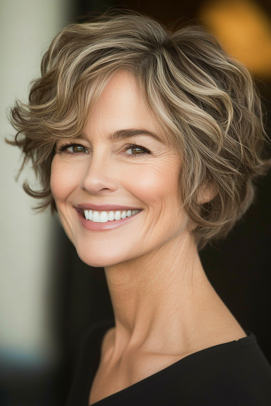 26. Cropped Waves with Light Ash Brown (Haircuts Women Over 40) - Haircuts Women Over 40