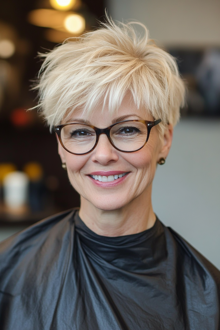 3. Soft Blonde Wispy Pixie (Pixie Haircuts For Older Women With Glasses) - Pixie Haircuts For Older Women With Glasses