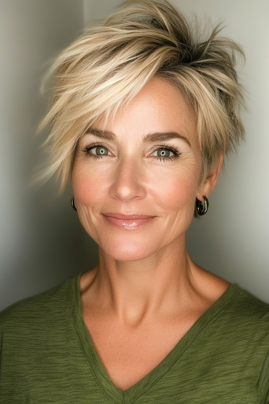 7. Short Layered Cut in Golden Blonde (Short Hairstyles For Women Over 50 With Thick Hair) - Short Hairstyles For Women Over 50 With Thick Hair