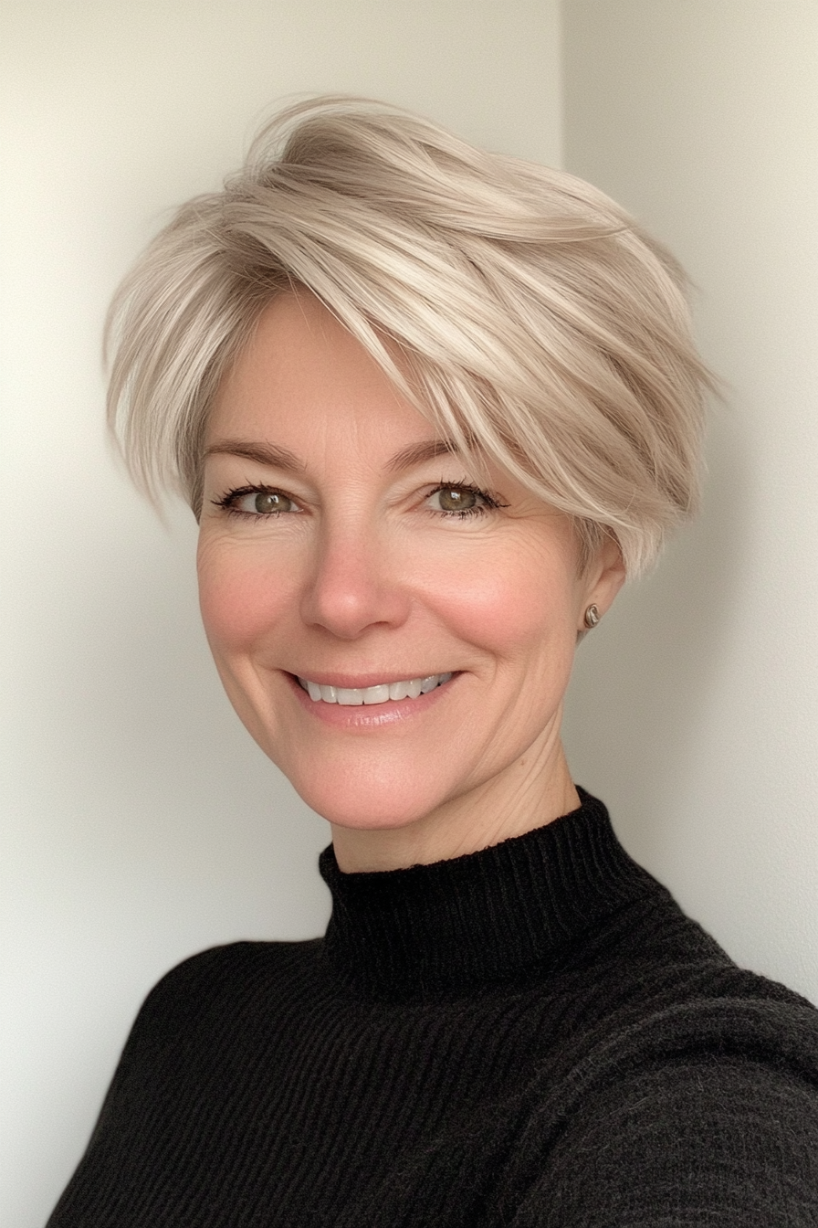 14. Sculpted Crop in Natural Blonde (Short Hairstyles For Women Over 50 With Thick Hair) - Short Hairstyles For Women Over 50 With Thick Hair