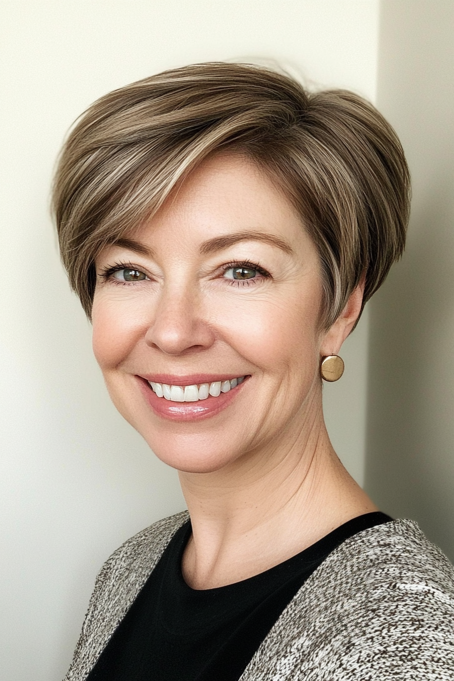 16. Soft Wedge Cut in Light Brown (Short Hairstyles For Women Over 50 With Thick Hair) - Short Hairstyles For Women Over 50 With Thick Hair