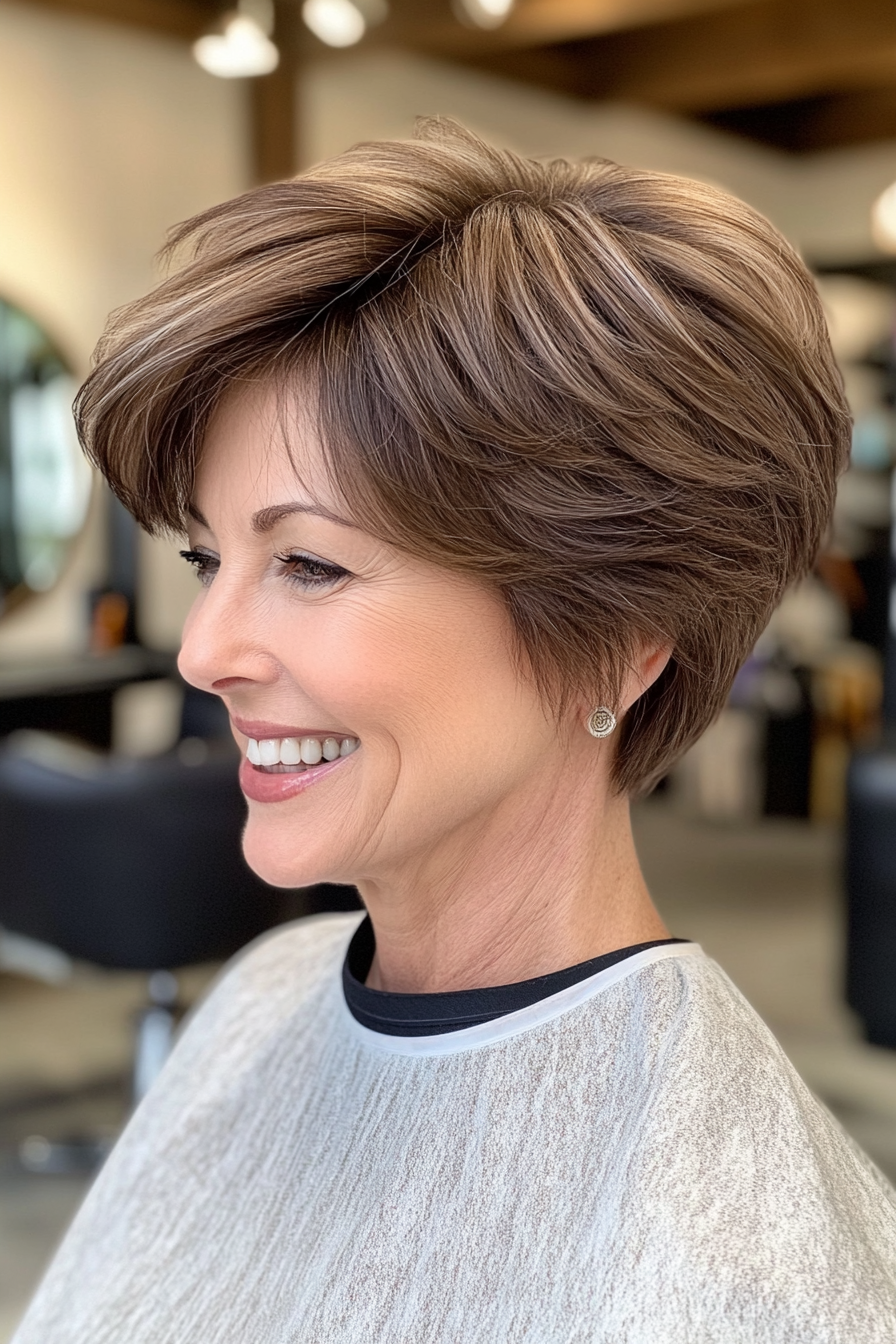 20. Textured Crop with Medium Ash Brown (Short Hairstyles For Women Over 50 With Thick Hair) - Short Hairstyles For Women Over 50 With Thick Hair
