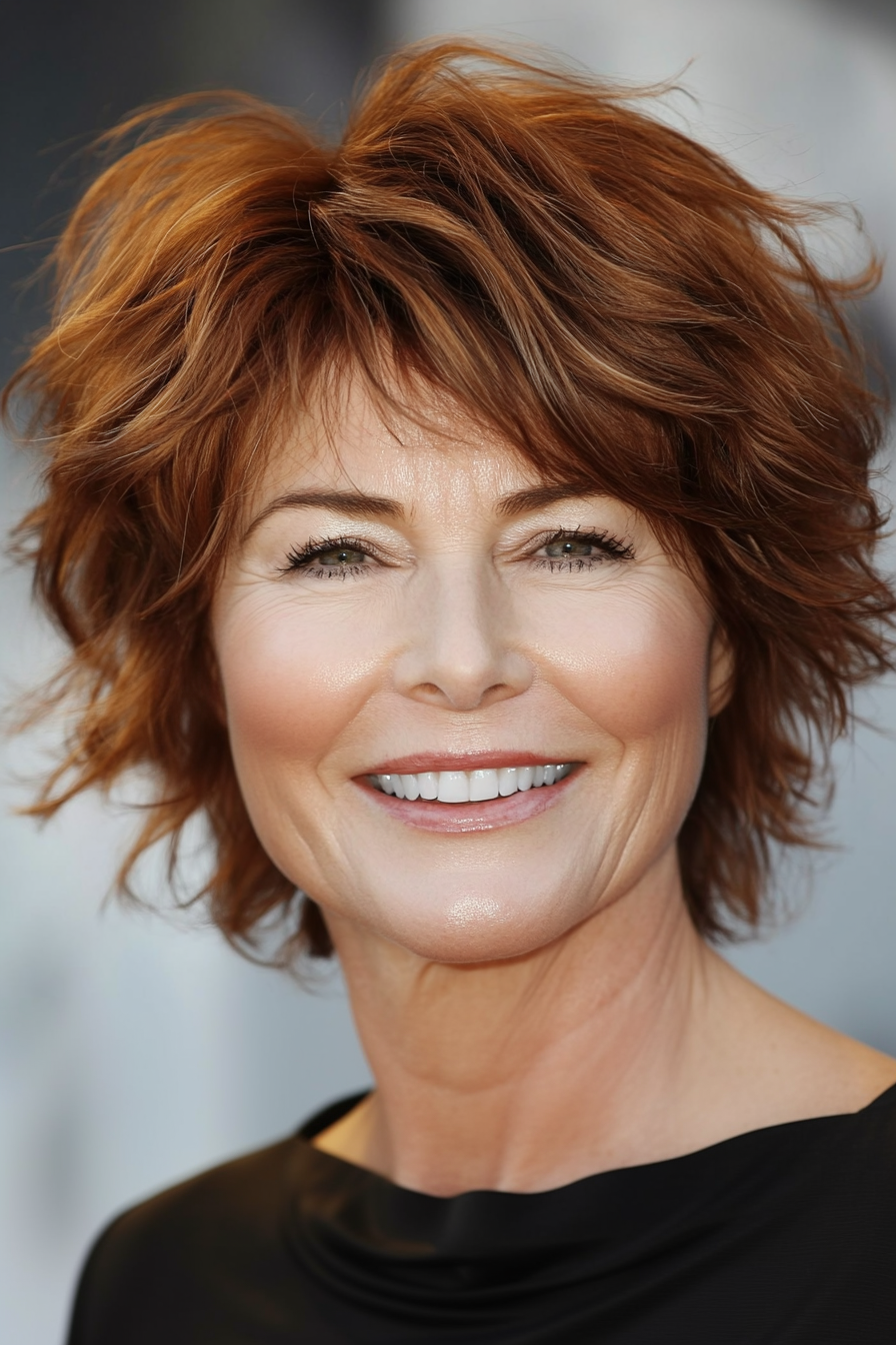 10. Soft Auburn Razor-Cut Shag (Short Shag Hairstyles For Older Women) - Short Shag Hairstyles For Older Women