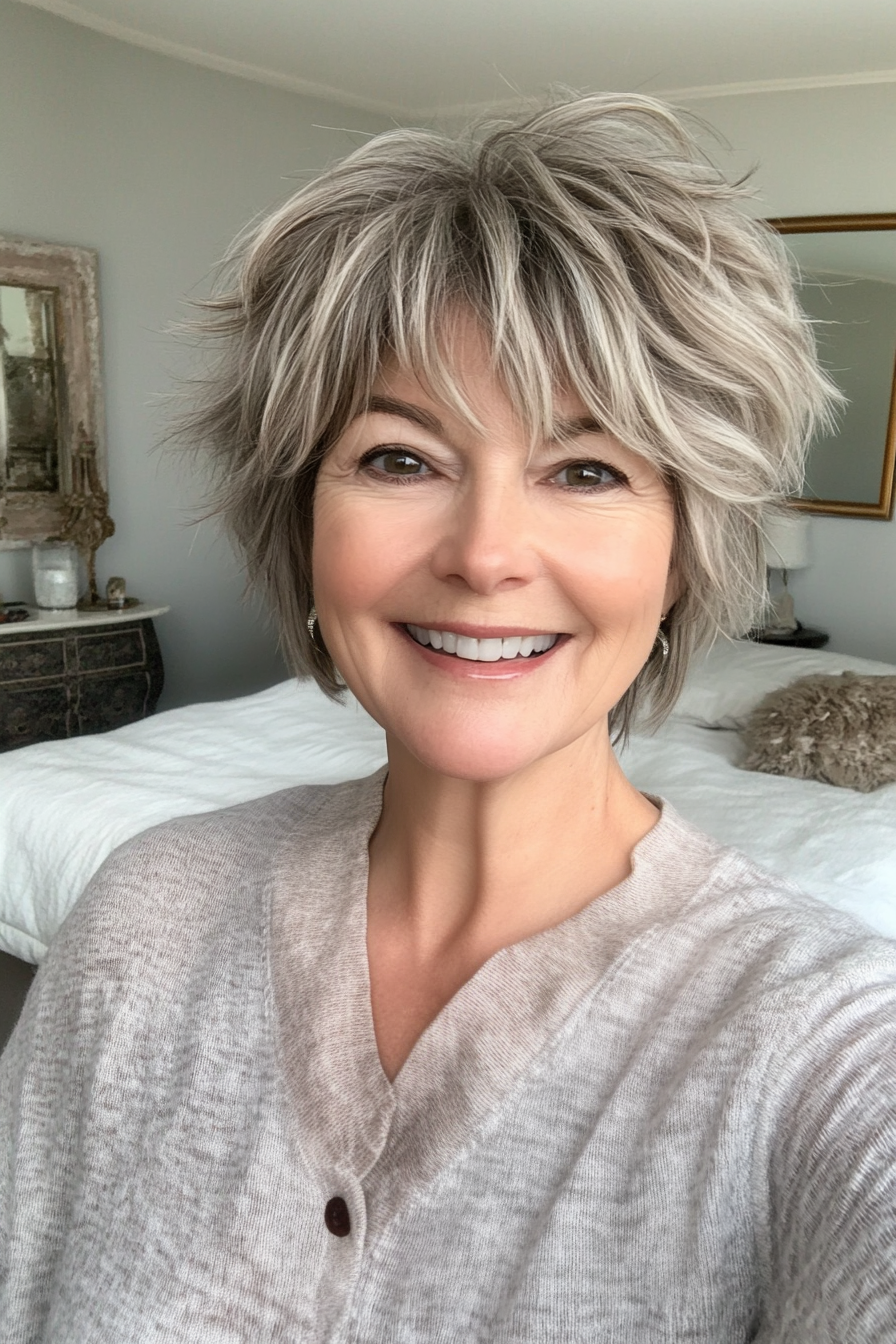 18. Light Ash Brown Shag with Gentle Volume (Short Shag Hairstyles For Older Women) - Short Shag Hairstyles For Older Women